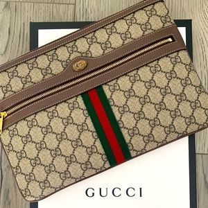 Gucci Brown GG Supreme Ophidia Pouch